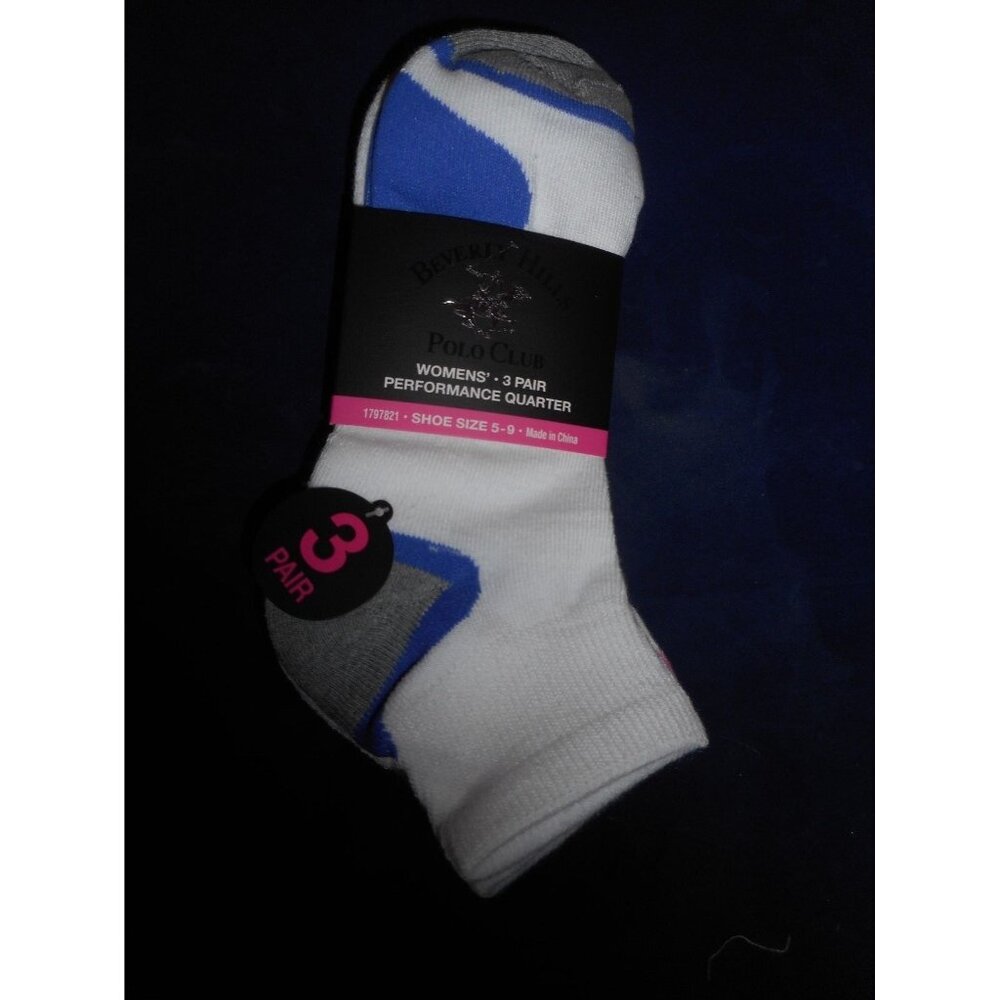 3 Pair Beverly Hills Polo Club Women Performance Quarter Socks Fit shoe size 5-9